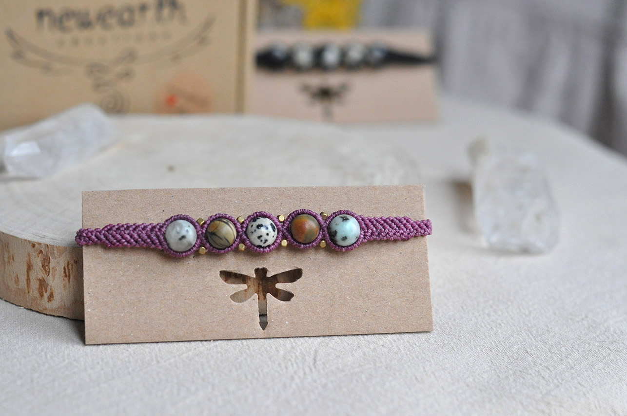 Unikatna pletena ženska narukvica sa jaspisom