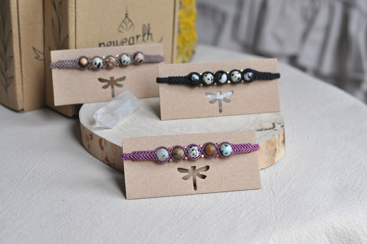 Unikatna pletena ženska narukvica sa jaspisom - Slika 2